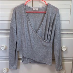 Heather grey wrap sweater